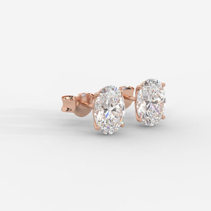 Elise Classic Diamond Stud Earrings – Oval - AYKA JEWELS