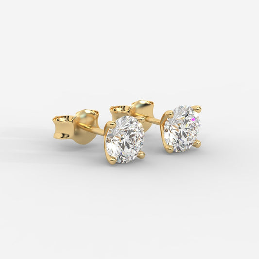 Elise Classic Diamond Stud Earrings – Round - AYKA JEWELS
