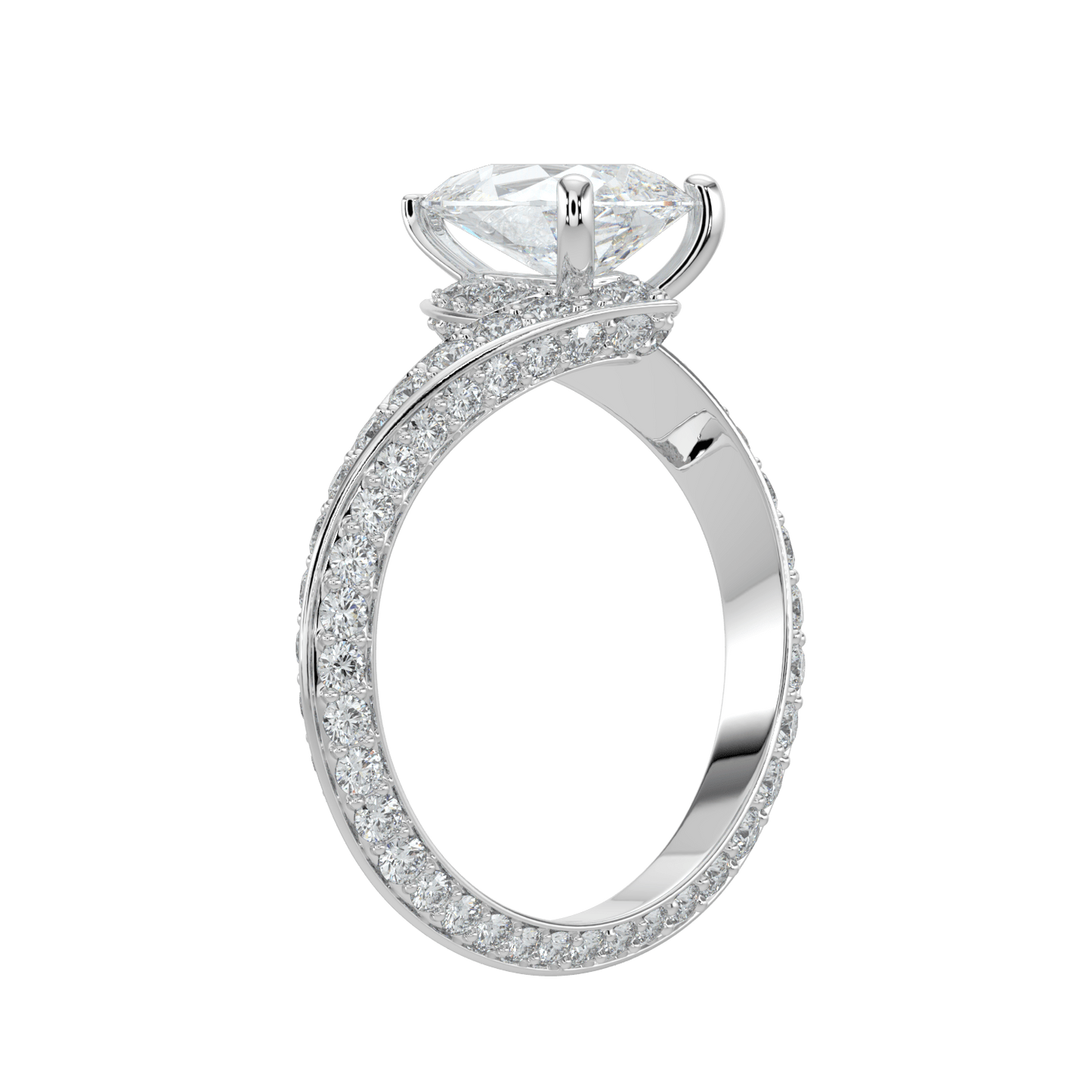 Elowen Diamond Ring with Pavé Crossover Band - Pear - AYKA JEWELS