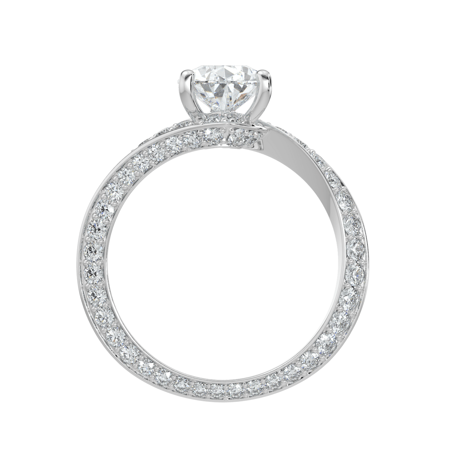 Elowen Diamond Ring with Pavé Crossover Band - Pear - AYKA JEWELS