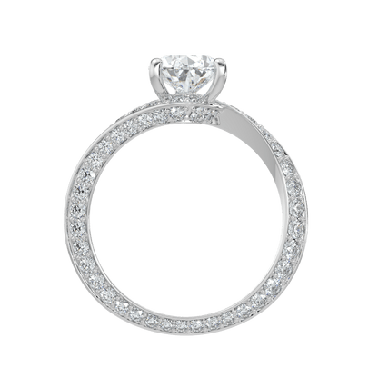 Elowen Diamond Ring with Pavé Crossover Band - Pear - AYKA JEWELS