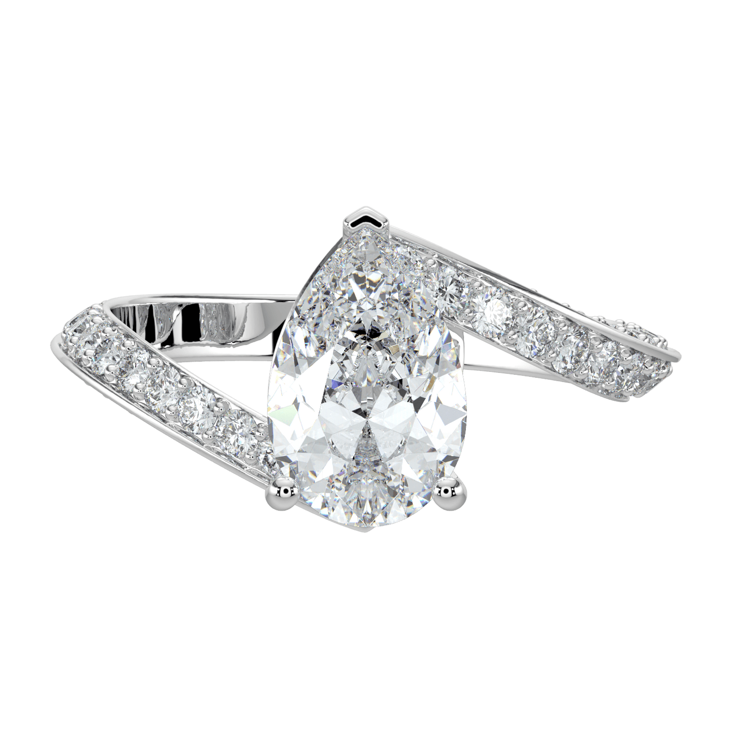Elowen Diamond Ring with Pavé Crossover Band - Pear - AYKA JEWELS
