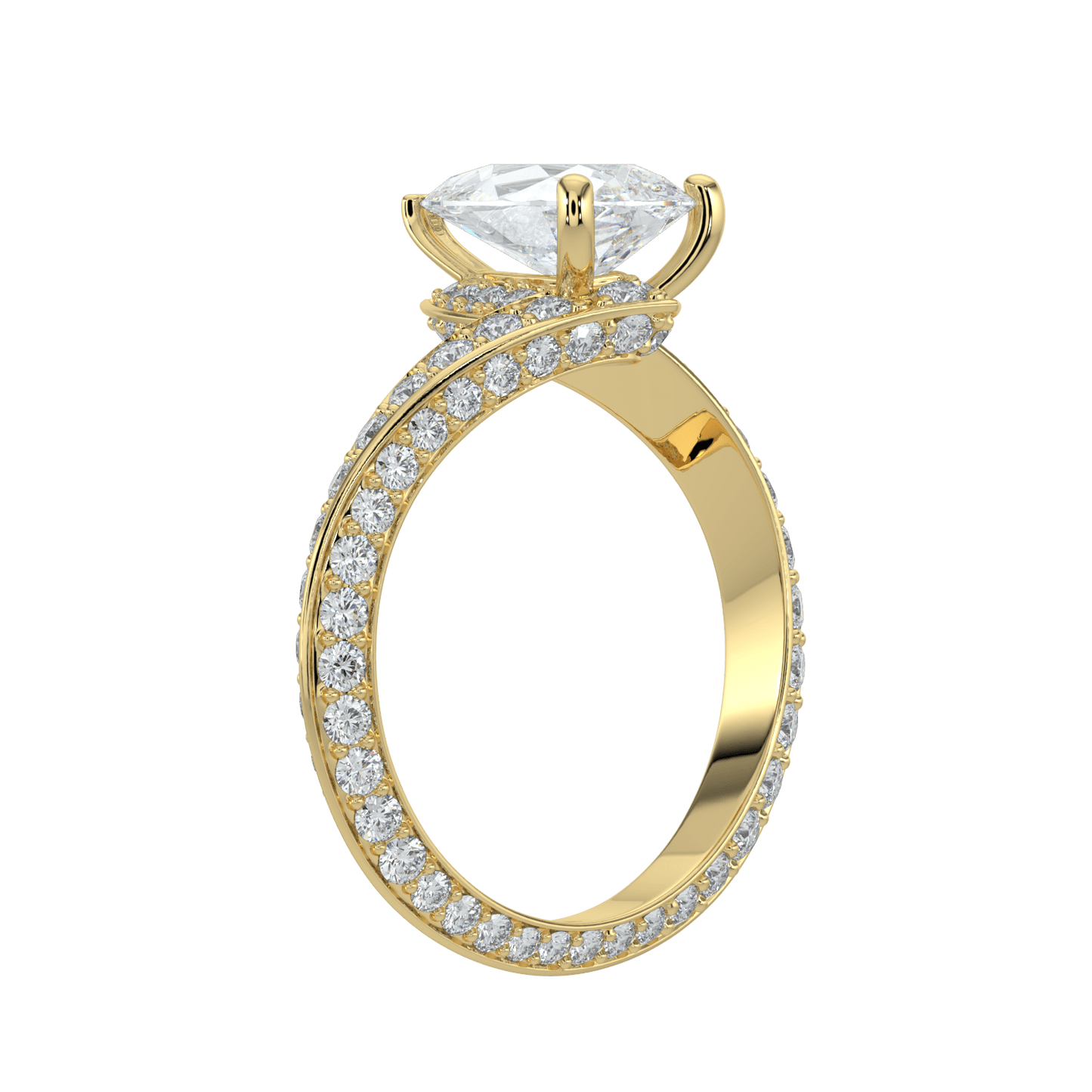 Elowen Diamond Ring with Pavé Crossover Band - Pear - AYKA JEWELS