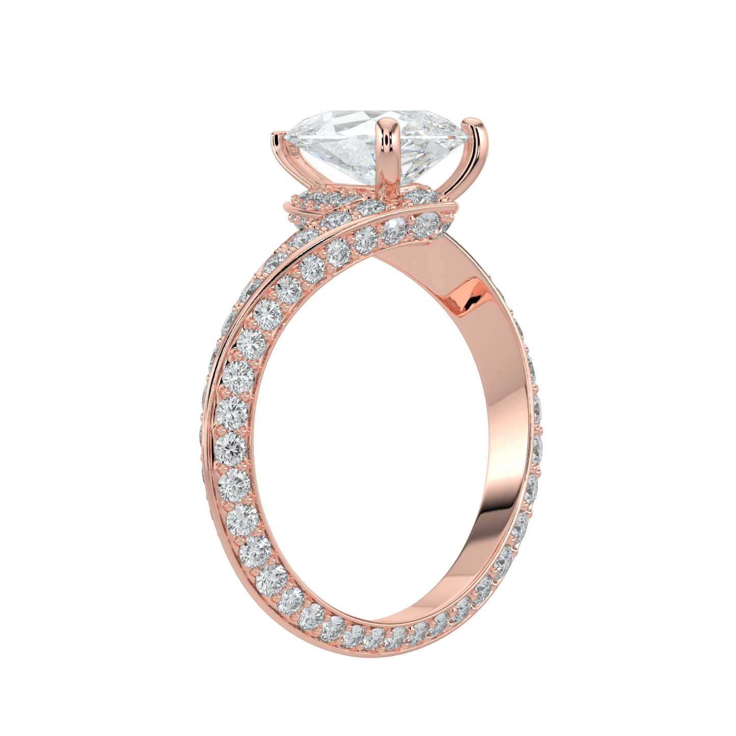 Elowen Diamond Ring with Pavé Crossover Band - Pear - AYKA JEWELS