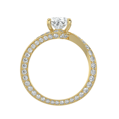 Elowen Diamond Ring with Pavé Crossover Band - Pear - AYKA JEWELS