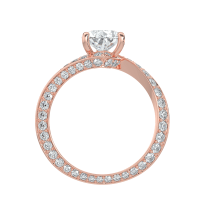 Elowen Diamond Ring with Pavé Crossover Band - Pear - AYKA JEWELS