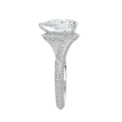 Elowen Diamond Ring with Pavé Crossover Band - Pear - AYKA JEWELS
