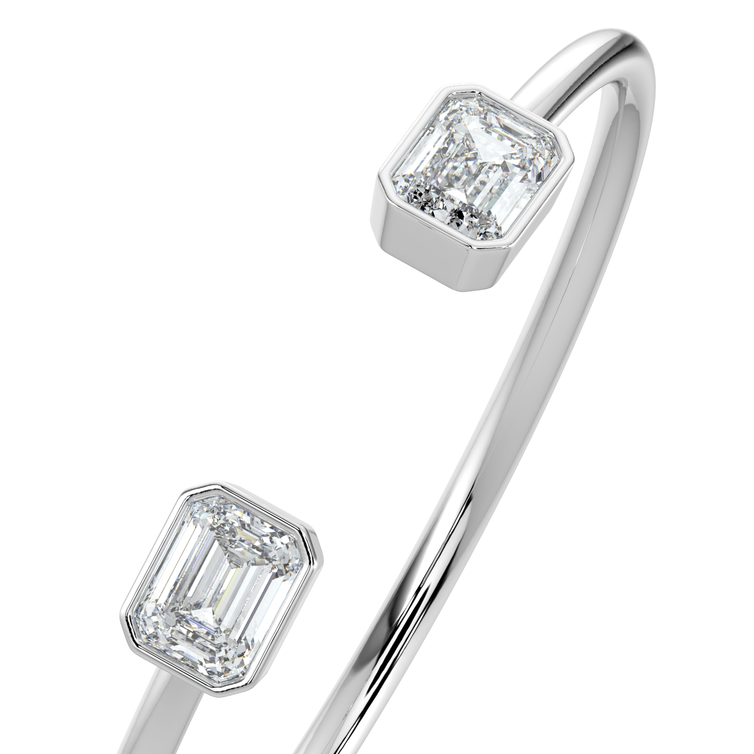 Emerald - Cut Diamond Open Cuff Bracelet - AYKA JEWELS