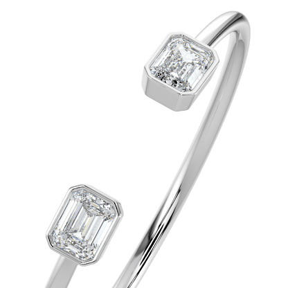 Emerald - Cut Diamond Open Cuff Bracelet - AYKA JEWELS