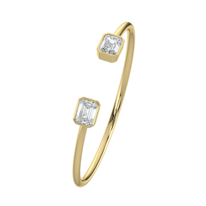 Emerald - Cut Diamond Open Cuff Bracelet - AYKA JEWELS