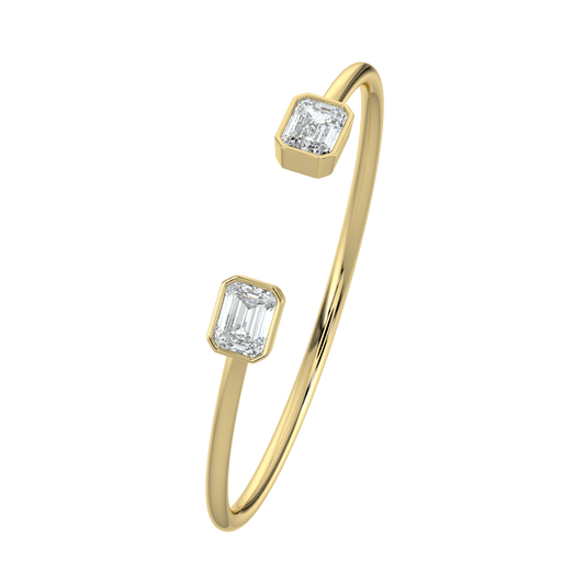 Emerald - Cut Diamond Open Cuff Bracelet - AYKA JEWELS