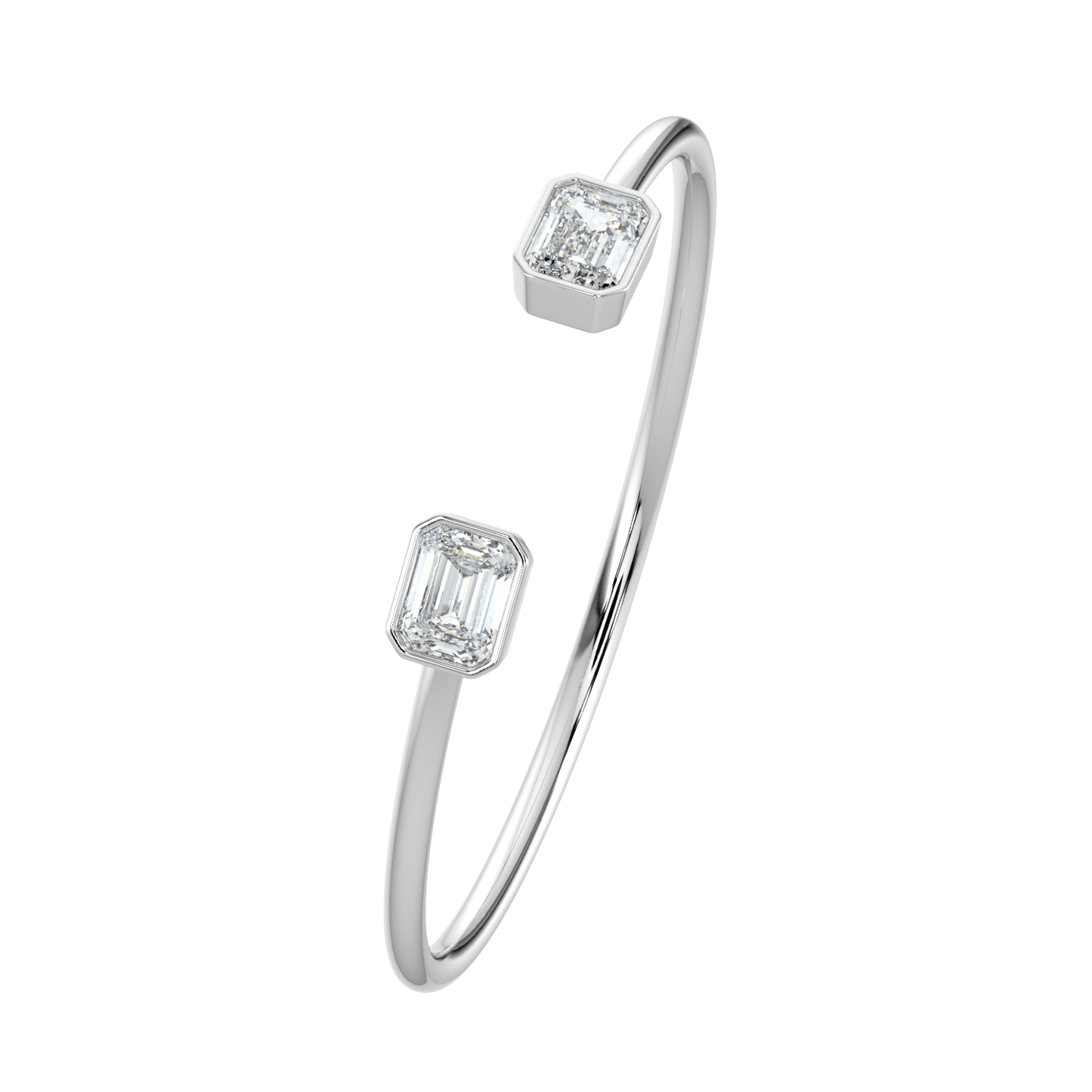 Emerald - Cut Diamond Open Cuff Bracelet - AYKA JEWELS