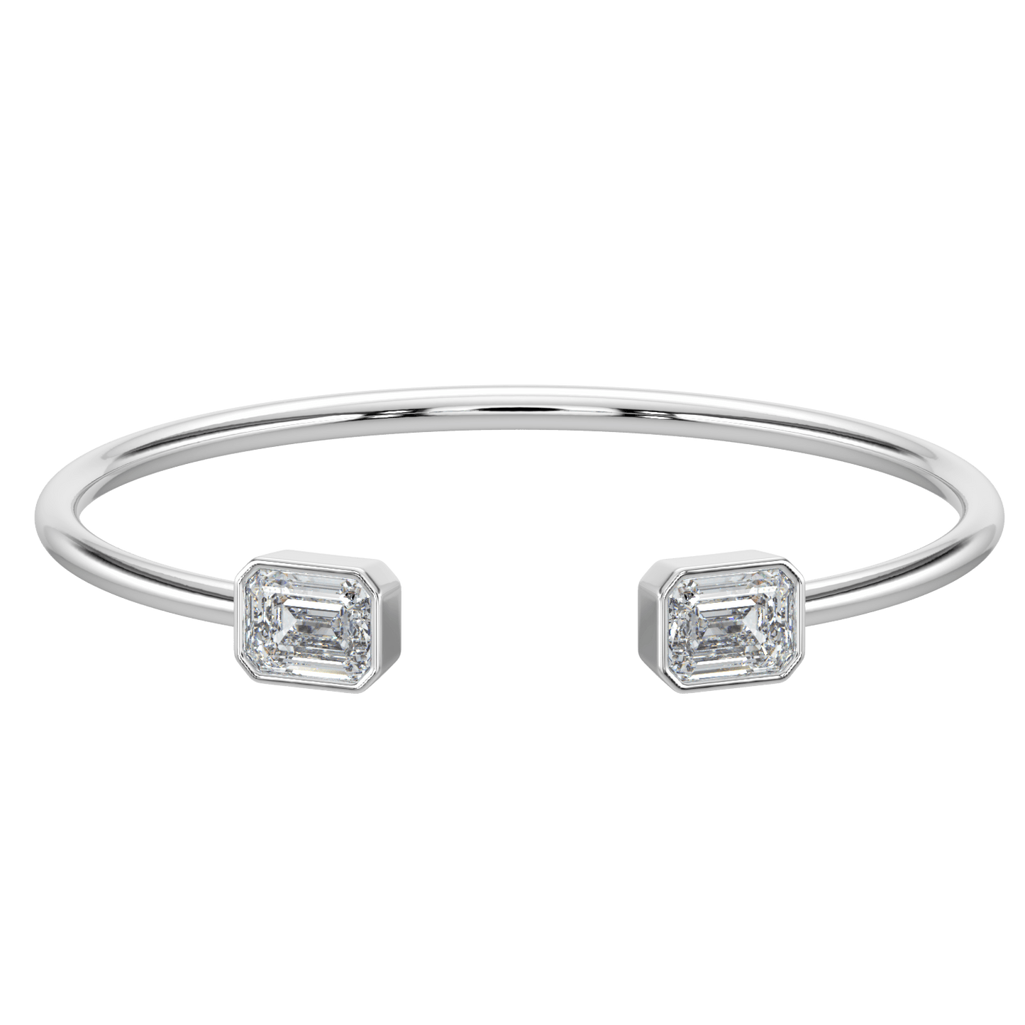 Emerald - Cut Diamond Open Cuff Bracelet - AYKA JEWELS