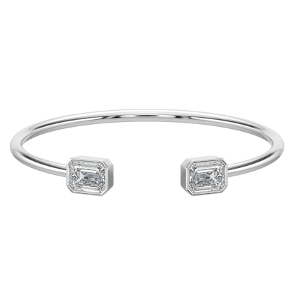 Emerald - Cut Diamond Open Cuff Bracelet - AYKA JEWELS