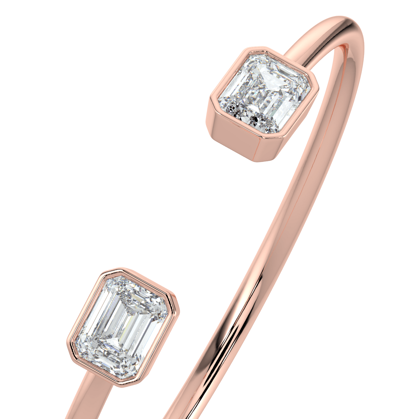 Emerald - Cut Diamond Open Cuff Bracelet - AYKA JEWELS