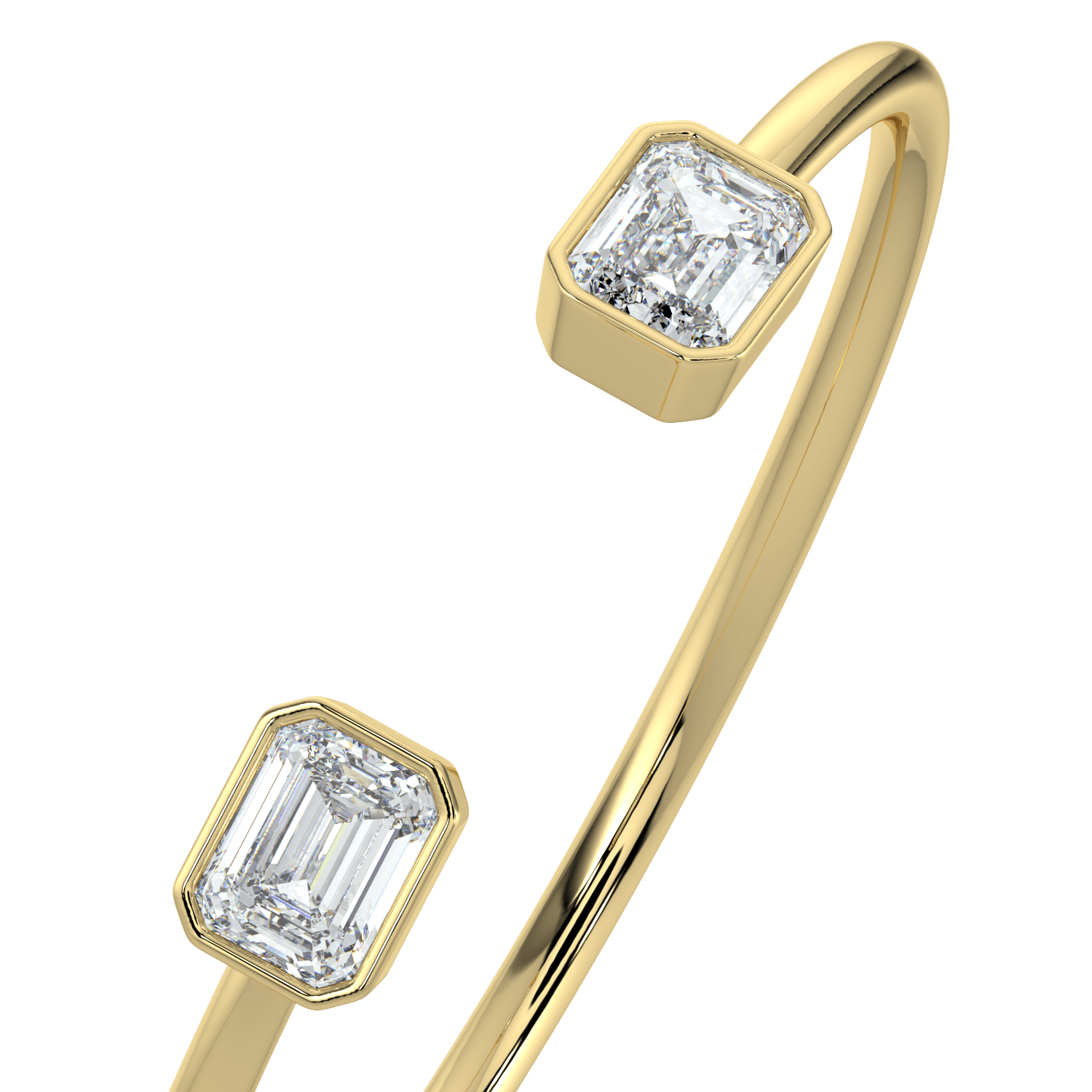 Emerald - Cut Diamond Open Cuff Bracelet - AYKA JEWELS