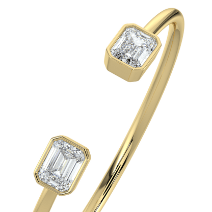 Emerald - Cut Diamond Open Cuff Bracelet - AYKA JEWELS
