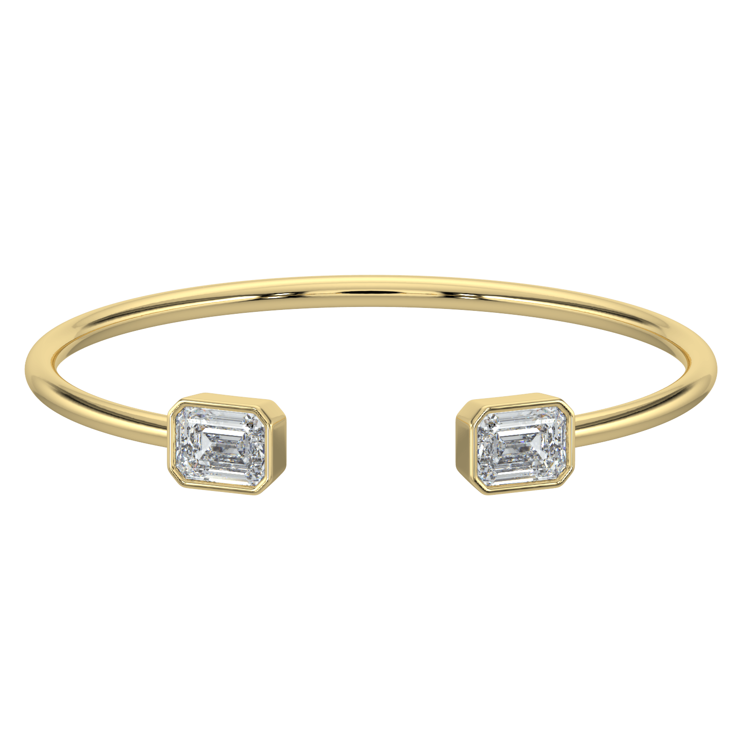 Emerald - Cut Diamond Open Cuff Bracelet - AYKA JEWELS