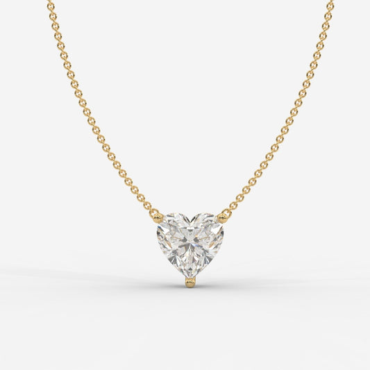 Emma Solitaire Pendant With 18" Adjustable Chain - Heart - AYKA JEWELS
