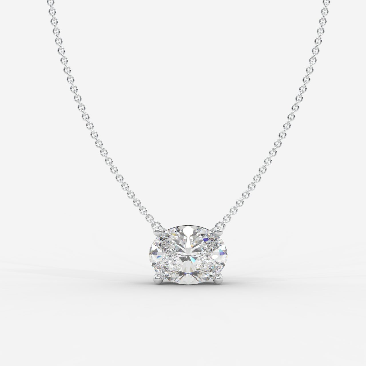 Emma Solitaire Pendant With 18" Adjustable Chain - Oval - AYKA JEWELS