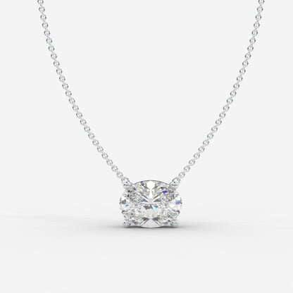 Emma Solitaire Pendant With 18" Adjustable Chain - Oval - AYKA JEWELS