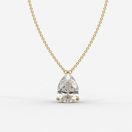 Emma Solitaire Pendant With 18" Adjustable Chain - Pear - AYKA JEWELS