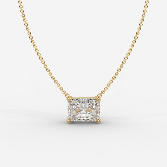 Emma Solitaire Pendant With 18" Adjustable Chain - Radiant - AYKA JEWELS