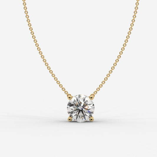 Emma Solitaire Pendant With 18" Adjustable Chain - Round - AYKA JEWELS