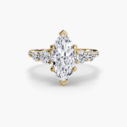 Five Stone Ring with Pavé Band - AYKA JEWELS