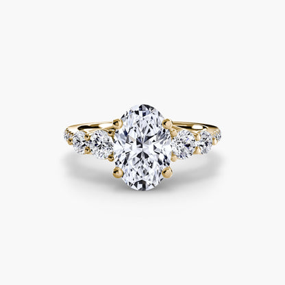 Five Stone Ring with Pavé Band - AYKA JEWELS
