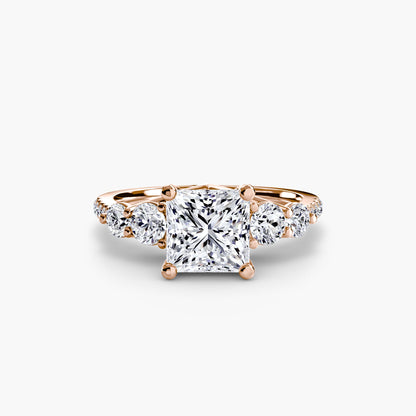 Five Stone Ring with Pavé Band - AYKA JEWELS
