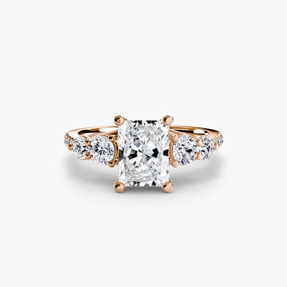 Five Stone Ring with Pavé Band - AYKA JEWELS