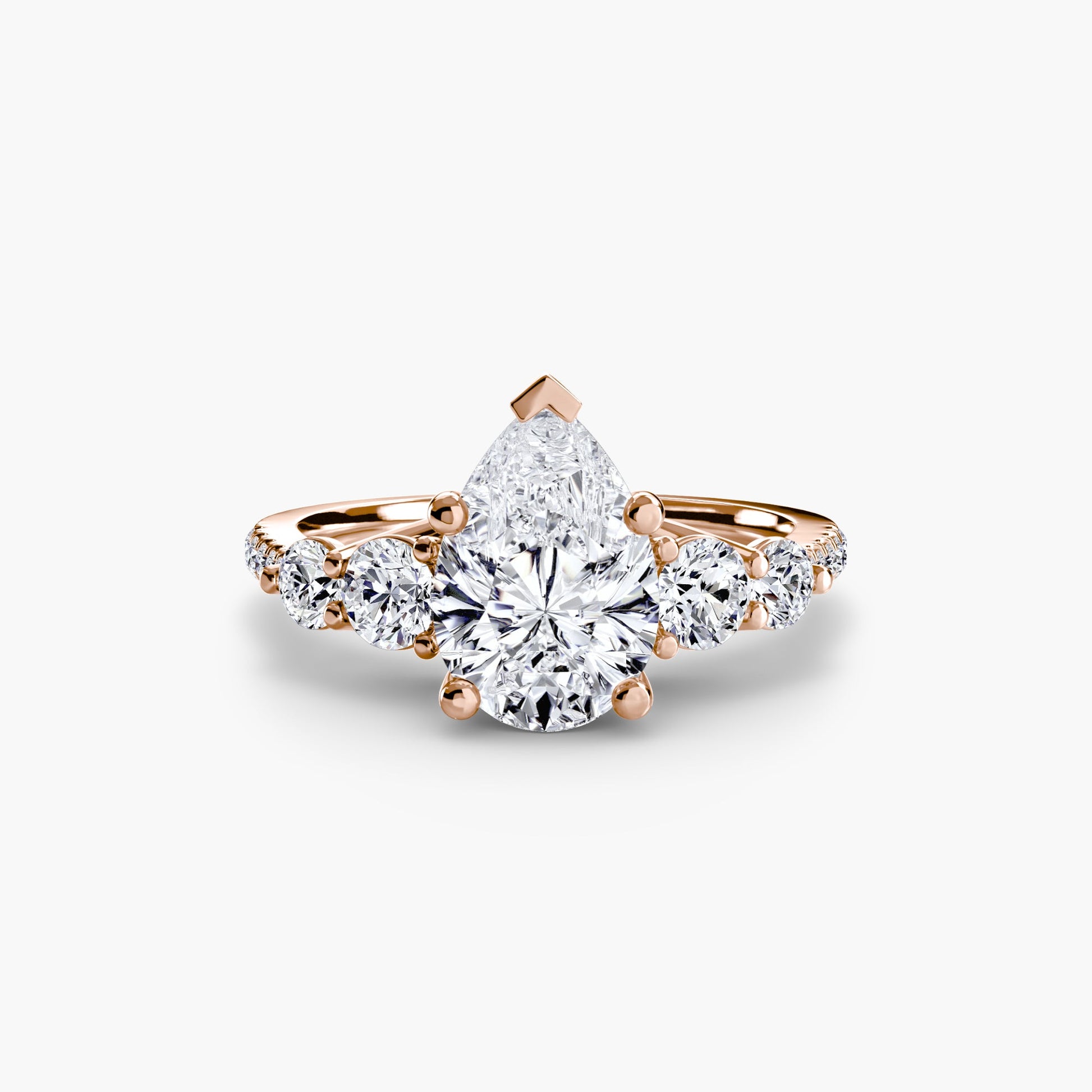 Five Stone Ring with Pavé Band - AYKA JEWELS