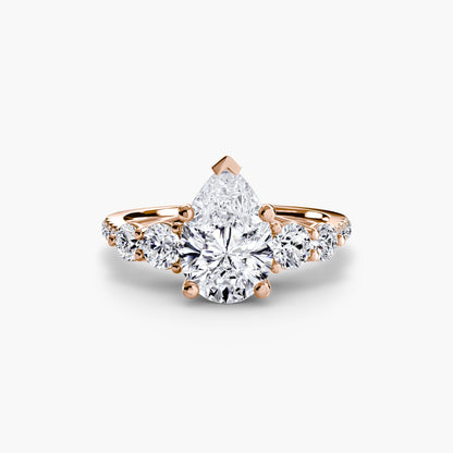 Five Stone Ring with Pavé Band - AYKA JEWELS