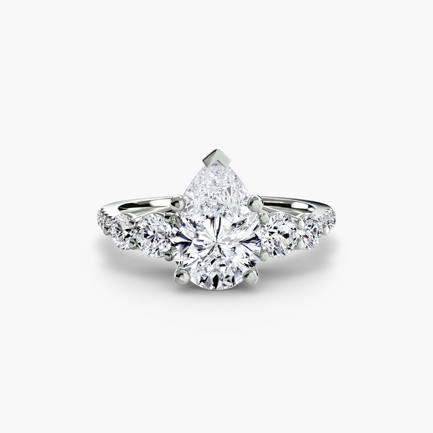 Five Stone Ring with Pavé Band - AYKA JEWELS