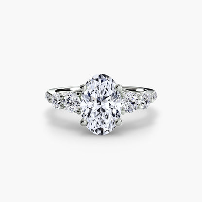 Five Stone Ring with Pavé Band - AYKA JEWELS