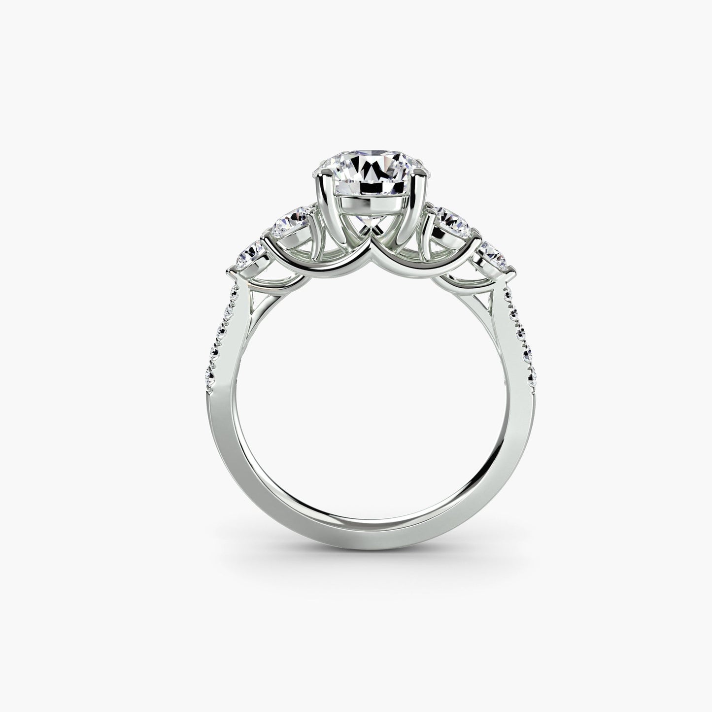 Five Stone Ring with Pavé Band - AYKA JEWELS
