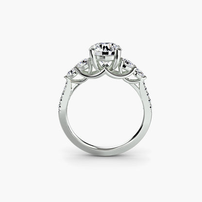 Five Stone Ring with Pavé Band - AYKA JEWELS