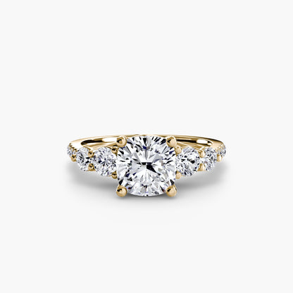 Five Stone Ring with Pavé Band - AYKA JEWELS