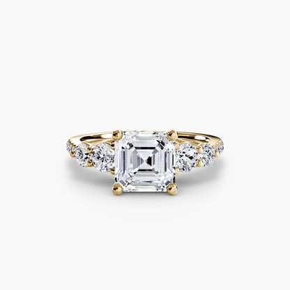 Five Stone Ring with Pavé Band - AYKA JEWELS