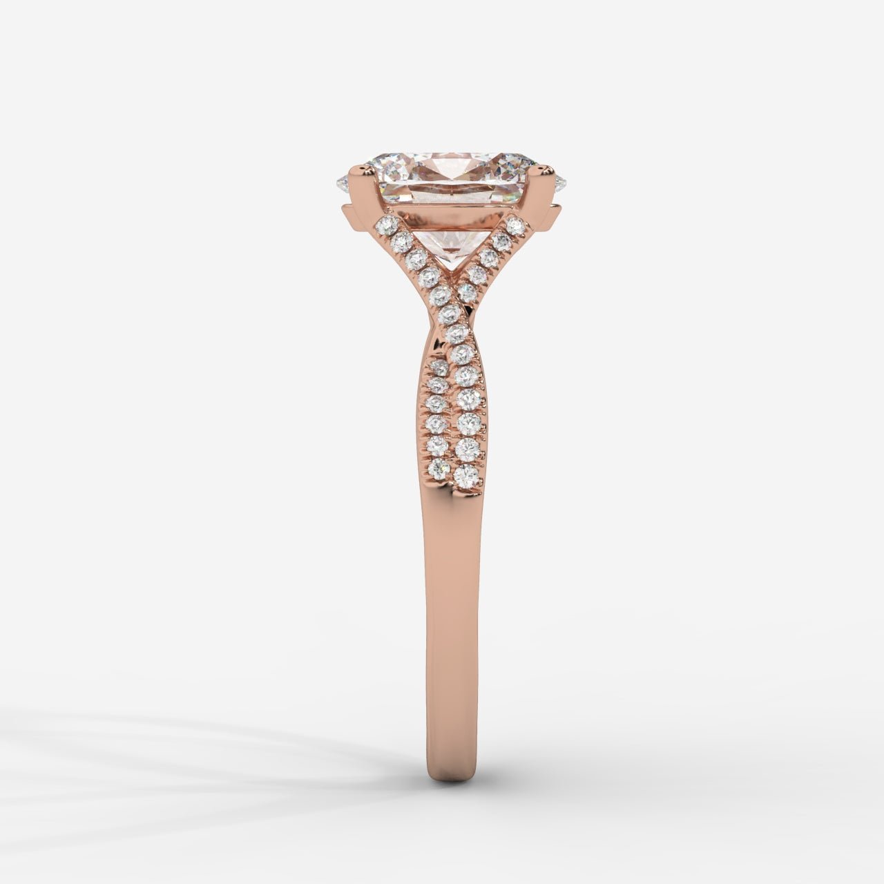 Florence Pavé Split Shank Diamond Ring – Oval - AYKA JEWELS