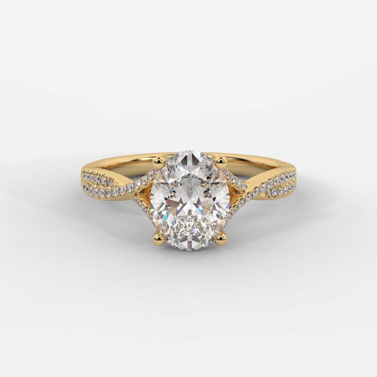 Florence Pavé Split Shank Diamond Ring – Oval - AYKA JEWELS
