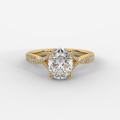 Florence Pavé Split Shank Diamond Ring – Oval - AYKA JEWELS