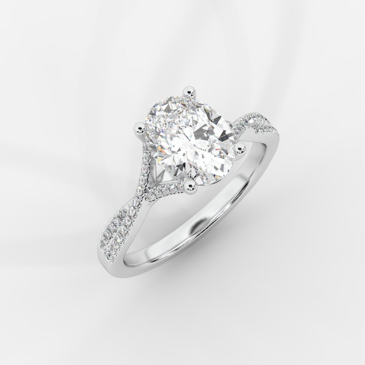 Florence Pavé Split Shank Diamond Ring – Oval - AYKA JEWELS