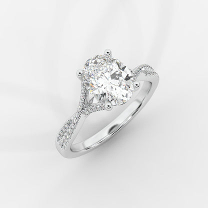 Florence Pavé Split Shank Diamond Ring – Oval - AYKA JEWELS