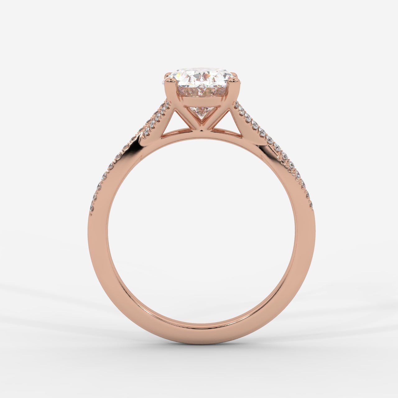 Florence Pavé Split Shank Diamond Ring – Oval - AYKA JEWELS