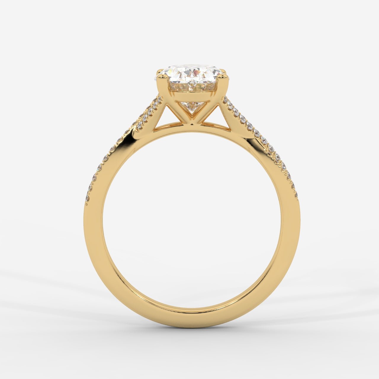 Florence Pavé Split Shank Diamond Ring – Oval - AYKA JEWELS