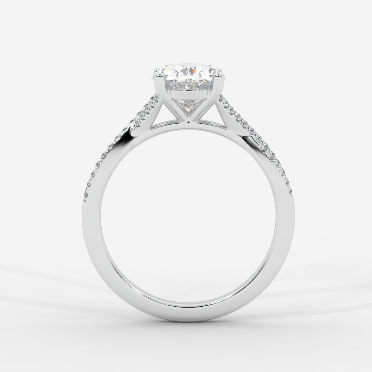 Florence Pavé Split Shank Diamond Ring – Oval - AYKA JEWELS