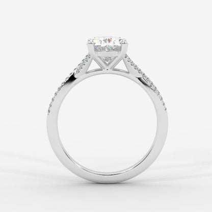 Florence Pavé Split Shank Diamond Ring – Oval - AYKA JEWELS