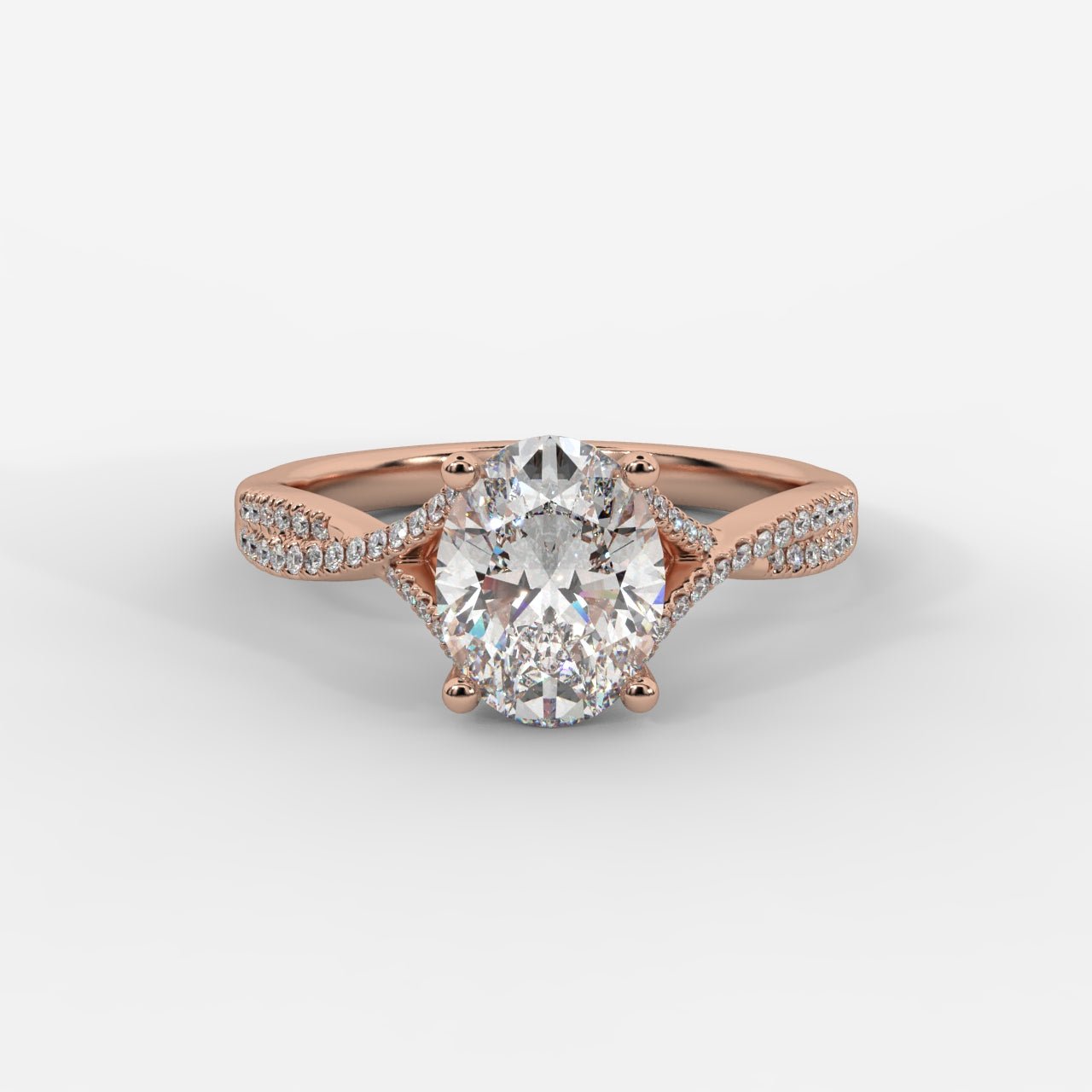 Florence Pavé Split Shank Diamond Ring – Oval - AYKA JEWELS